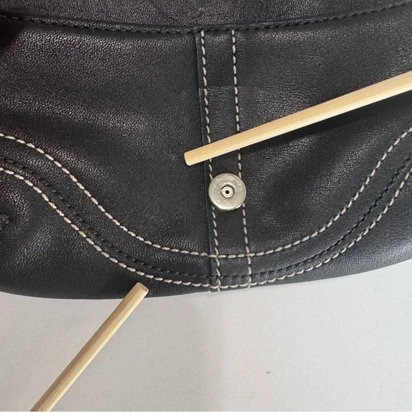 Coach Y2K SoHo Black Leather Silver Buckle Flap, Zip Clutch Wallet Wristlet - Picture 7 of 17